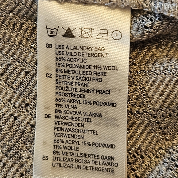 H&M 2-piece Set Peplum Tank and Crop Cardigan Gray Silver Glittery M EUC GLAM - Picture 14 of 14